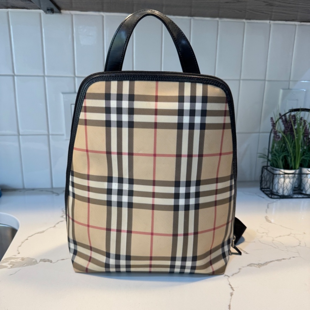 Burberry--Rare, Vintage Nova Check Coated Canvas Backpack Purse